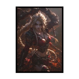 Katomula 100 MTG Card Sleeves with 100 Inner Sleeves, Textured Back Art Sleeves, Fit Standard Size Cards - Crimson Warrior