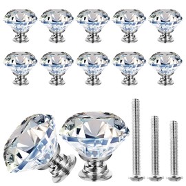 GoodtoU 12p Crystal Knobs Glass Drawer Knobs Dresser Knobs 30mm Diamond Knobs Pull and Knobs Crystal Knobs for Dresser and Drawers, Kitchen, Bathroom Cabinet