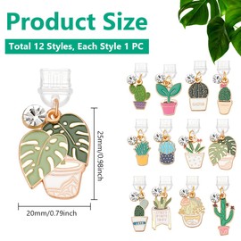WEBEEDY 12 Styles Dust Plug Charm with Alloy Potted Pendants Type-C Charging Port Dustproof Plug Tiny Potted Cactus Succulent Cell Phone Charm Minimalist Pendants Accessory for Most Type C Phone
