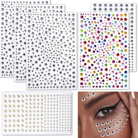 1700Pcs Self Adhesive Face Gems and Pearls for Makeup 3/4/5/6 mm DIY Face Gems Stick on, Eyes, Body, Hair, Makeup, Festival Decorations, DIY Crafts
