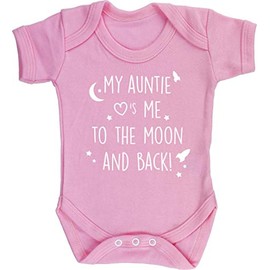 Hippowarehouse My Auntie Loves Me to The Moon and Back Baby Vest Bodysuit (Short Sleeve) Boys Girls Light Pink