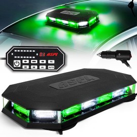 ASPL 16.5 Inch Roof Top Beacon Emergency Strobe Light with Controller 56 LED Magnetic Warning Caution Lights bar Traffic Hazard Plow Light for Trucks Vehicles Construction Snowplow (Green/White)