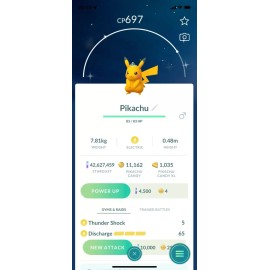 SHINY  PIKACHU W/ L. BLUE AMETHYST CROWN!!!  - PKMN GO!!! - NON REGISTERED!!!