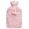2LT Heart FOIL Print Plush HOT Water Bottle (Pink)