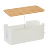 Relaxdays Cable Box for 2 Power Strips, Bamboo Lid, Plastic,