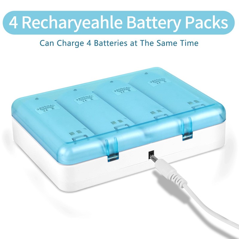 DTianSir Wii Remote Battery Charger,4 in 1 Charging Station with