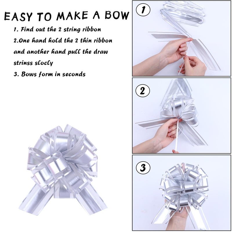 6 Pieces Big Pull Bow Gift Wrapping,6 inches, Pull Bow
