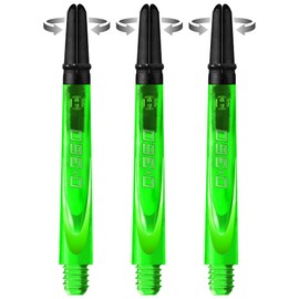 Harrows Darts Technology Carbon 360 Shafts, Rotating Carbon Top by Thor-Sports (Short, Green)