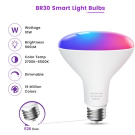 OHLUX BR30 Smart Flood Light Bulb, 85W Equivalent WiFi Smart Light Bulb, RGBCW, No Hub, Music Sync, Color Changing Light Bulb Compatible with Alexa and Google Home-4Pack