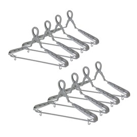 KOKUBO Small Slide Catch Hanger with Pads, Extendable (Gray / Set of 8) Catch Type, Prevents Clothing from Sliding Off (Easy to Dry/Does Not Fly Away/Prevents Collar from Stretching)