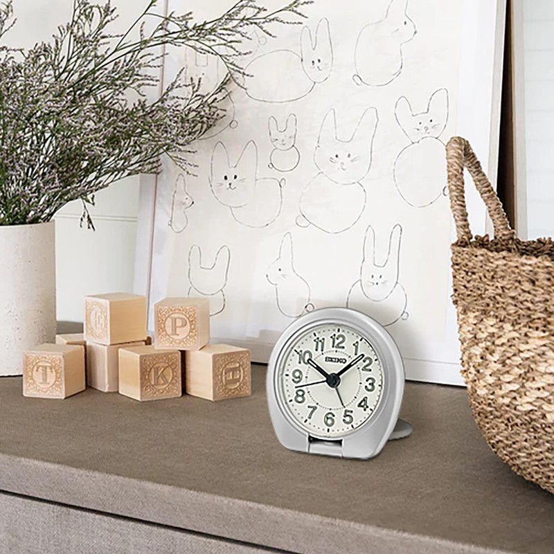 Seiko Sakai Travel Bedroom Alarm Clock, Metallic Silver