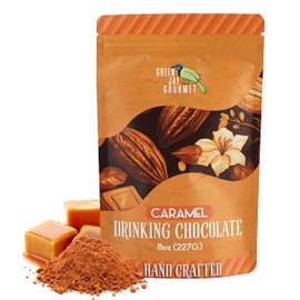 Green Jay Gourmet Hot Chocolate Mix - Caramel Hot Cocoa Mix for an Indulgent Drinking Chocolate Experience - Smooth, All Natural Hot Coco w/ Caramelized Turbinado Sugar & Real Vanilla Extract - 8 Ounces