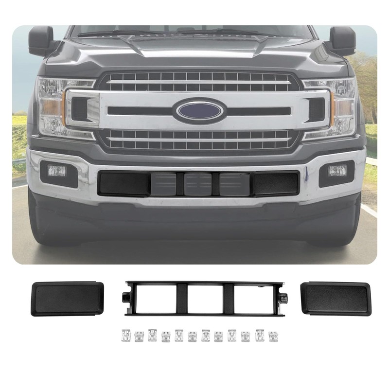 JeCar Black Front Bumper Cover Grille Trim Guards for 2018-2020