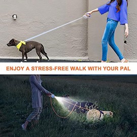 Best Dog Supplies Luminous Retractable Dog Leash with Front Safety Led Light - 360°Tangle-Free Training Leash for Ultimum Freedom with Anti Slip Handle Dogs & Cats - Purple