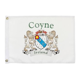 Coyne Irish Coat of Arms Small White Flag - 12"x18" inches