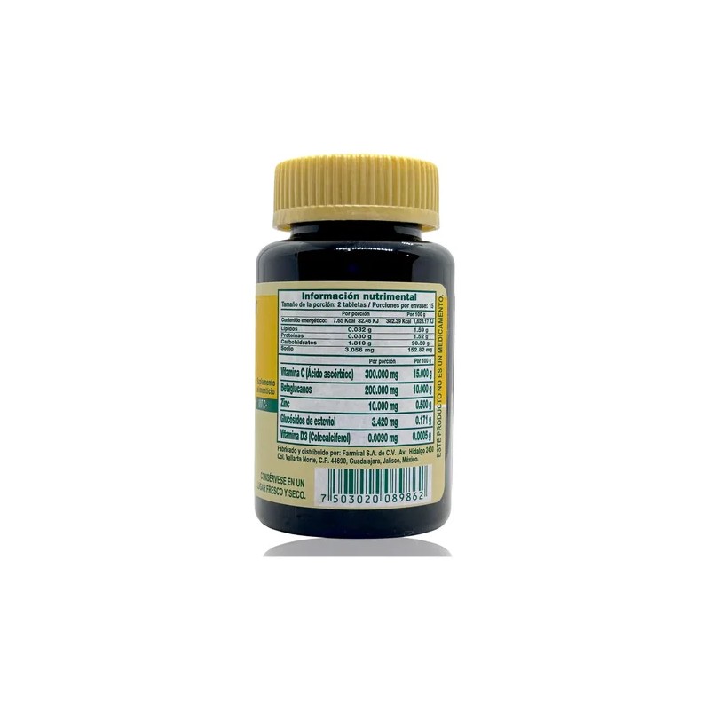 Vitamina C Betaglucanos Zinc Y Vitamina D3 30 Tabs Masticabl