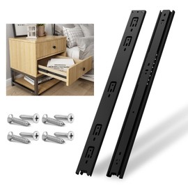 NECILO Black 250mm Residential Drawer Runner, 45kg Load Capacity Full Extension Ball Bearing, Replacement Slides for Kitchen, Home, Office Drawers, Side Mount, 1 Pair(2 Packs)