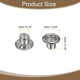 sourcing map 50Set Grommets Eyelets 3mm 1/8 Inch Brass Eyelets Kit with Washers for Fabric Curtain Tarps Leather Belt Shoes Bag DIY, Silver