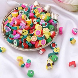100 Pcs Fruit Polymer Clay Beads Clay Bead Charms Avocado Beads Spacer Beads Jewelry Making Accessories for Necklace Bracelet Beads and Bead Assortments Arts, Crafts and Sewing