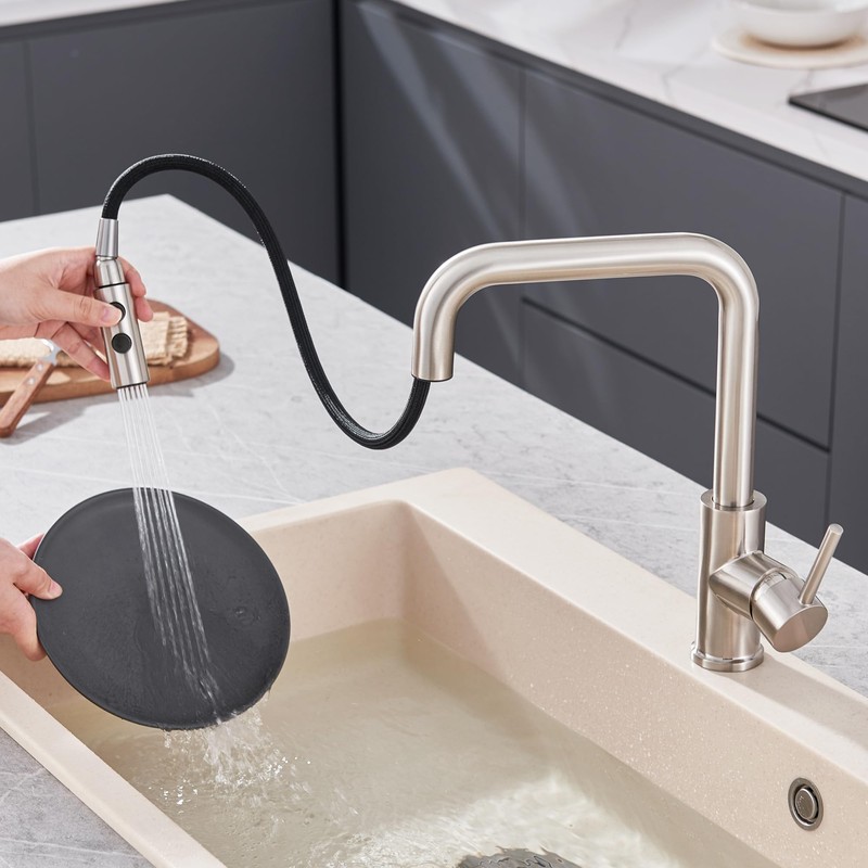 TIORIY Metal Kitchen Faucet Head Replacement, Pull Down Spray Head