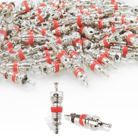 100PCS Premium Tire Valve Cores, Nickel Plated Copper Schrader Valve Stems Cores, Universal Tire Repair Valve Stem Part Replacement for Most Cars, Motorcycles, Trucks, Air Conditioning Application