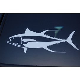 Fish Sticker Fishing Vinyl Die Cut Decal Yellowfin Tuna Boat Truck Window V141 (Black)