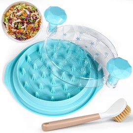 ADEKOVA Meat Shredder Tool | 10” BPA Free Chicken & Pork Food Shredder with 360° Rotating Lid - Meal Prep Essentials - Non-Slip Base, Dishwasher Safe, and Includes Cleaning Brush