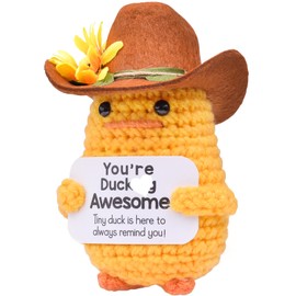 Mwmoeen Pocket Hug Positive Ente Cowboyhut, Positive Duck Strickwolle Ente, Emotionale Unterstützung Enten Geschenke Party-Dekoration Familie Freunde Geschenk Kleines Geschenk für Freundin