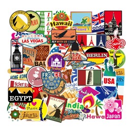 100PCS travel Scenic spot building Stickers Skateboard Cool Stickers Band Stickers Pack Rock Roll Stickers Decals Laptop Cars Guitar Bumper Punk Classic Vinyl Waterproof Graffiti Bomb Stickers