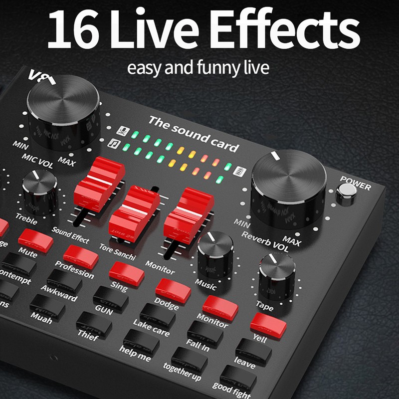 Bluetooth Live Sound Card 8 Modes Voice Changer Sound Mixer