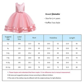 Glamulice Light Pink Flower Girl Dresses Ruffles Vintage Sequins Wedding Birthday Dress Party Bridesmaid Holiday Elegant Pageant Gown Little Girls Formal Evening Princess Prom Ball Gown Gala Peach 5-6