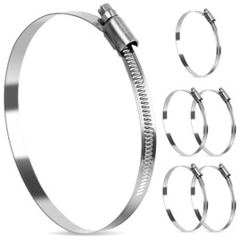 6 Pcs 4.5 Inch Hose Clamps Stainless Steel Duct Clamps Dryer Vent Hose Clamp Large Adjustable Worm Gear Clamps for Air Ducting Plumbing Automotive