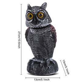 Jidaonop 3pcs Owl Statues Set, 10 Inch Plastic Owls House Decor with Rotating Head, Multifunctional Garden Statues for Outdoor, Front Porch, Balcony, Patio Decorations Outside