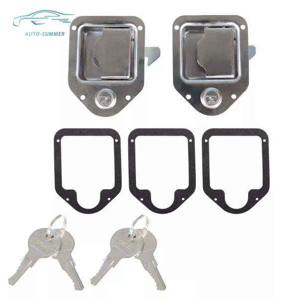 auto-summer 2×Toolbox Lock Stainless Door Key Latch Paddle Handle RV