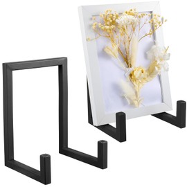Sweetude 2 Pcs Large Plate Stands for Display Metal Frame Plate Holder Display Stand Decorative Table Top Easels for Picture, Book, Platter, Photo Easel(Black,6 Inch)