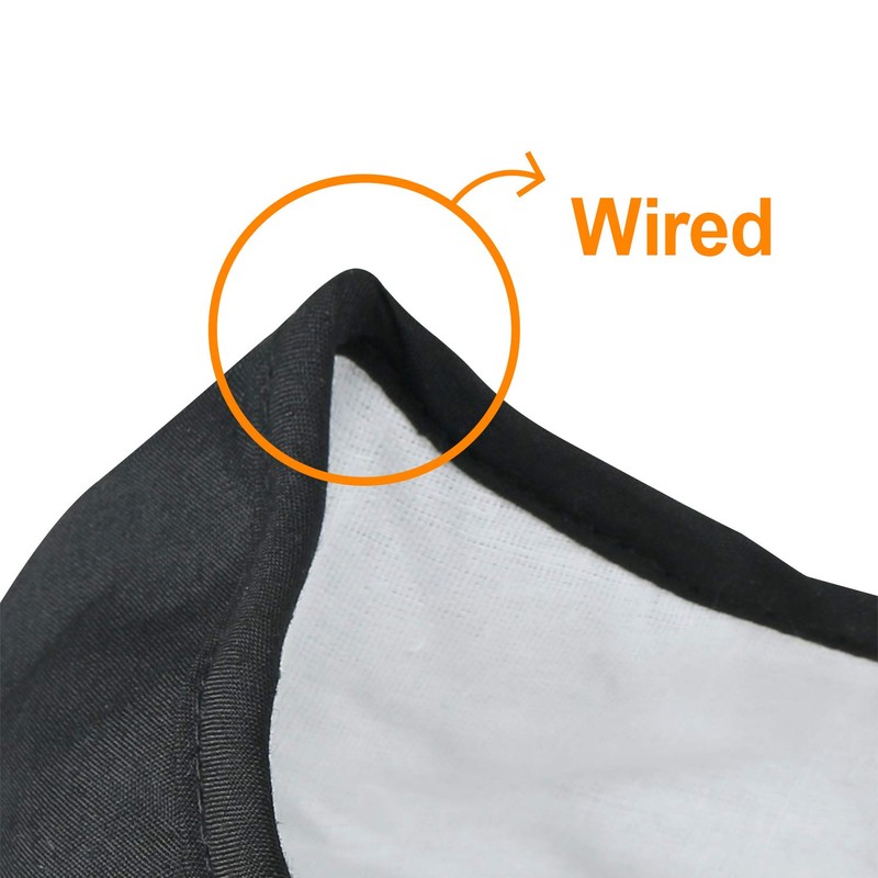 ililily Black Cotton Washable Nose Wired Face Mask Filter Pocket