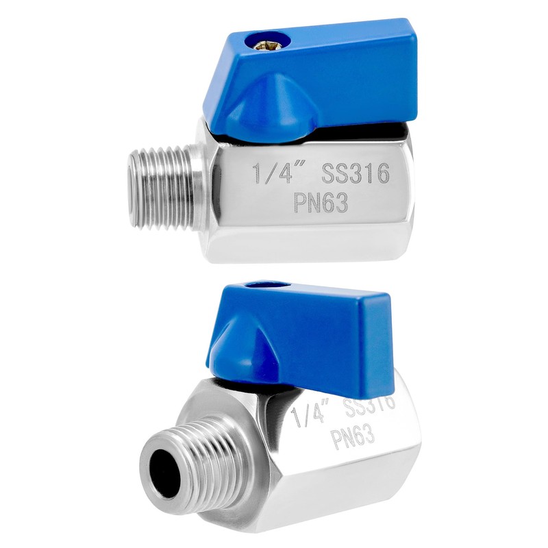 QWORK 1/4" Mini Ball Valve 316 Stainless Steel, Female x