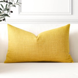 Artscope Linen Cushion Covers Set of 1 Decorative Lumbar Pillowcase Pillow Cover 12x20 Inch for Home Decor Sofa Bedroom Car 30x50cm Yellow