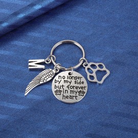 Dog Cat Memorial Keychain Initial Paw Prints Sympathy Keyring for Pet Loss Remembrance Gift for a Grieving Pet Owner, 1, Metal Plastic, not known