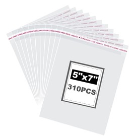 310 Pcs Cellophane Bags 5x7 Inch, Clear Cookie Bags,Self Adhesive,Self-Sealing,Plastic Wrappers bags for Bakery, Treats Packaging,Candle, Soap and Gifts