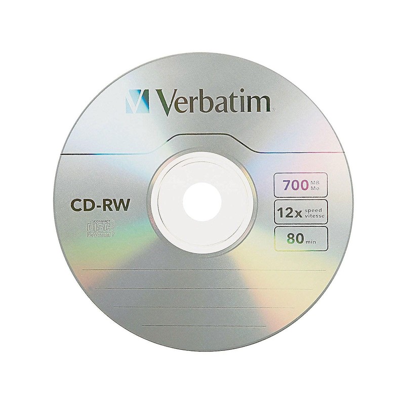 Verbatim CD-RW 700MB 2X-12X Rewritable Media Disc - 25 Pack