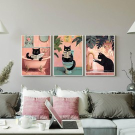 EIBEILI 3 Pack Black Cat Diamond Art Kits for Adults, Cat Diamond Painting Kits DIY 5D Full Drill Diamond Dot Gem Art Kit for Adults Wall Home Decor Arts Craft 12x16 inch