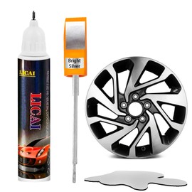 Bright Silver Rim Touch Up Paint, Car Wheel Scratch Repair Touch Up Paint Pen, Quick And Easy Wheel Scratch Repair, Universal Color Silver Wheel Paint (Bright Silver)