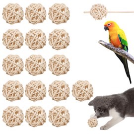 Munche Balls, 16 Pieces, 1.2 inches (3 cm), Parakeet, Toy, Rattan Ball, Natural Color, Mini Ball, Budget, Parrot, Bird, Hamster, Dog, Cat, Chew Toy, For Pets, Small Animals, Toys