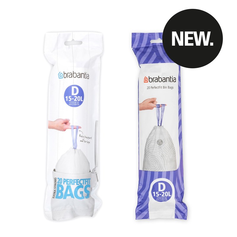 Brabantia PerfectFit Trash Bags (Size D / 4-5.3 Gal) Thick