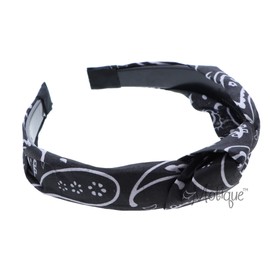 Paisley Turban Knot Girls Headband - Black