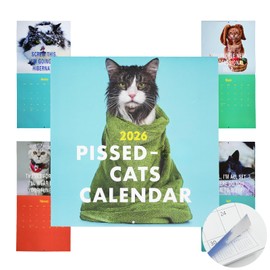 2026 Pissed Cat Wall Calendar CA, Funny Cute Off Family Planning Calendars, Creative Hanging Monthly Planner To-do List Household Supplies for Cats Lover