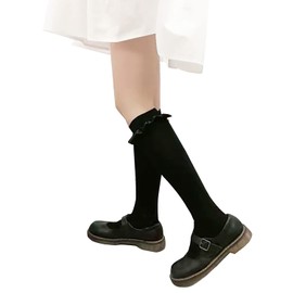 SHUCLASS Women's Socks, White Socks, Cotton Fabric, Lolita Socks, For School Entrance Ceremonies, Tea Parties, JK Style, Uniform, Cosplay, Adult, Cute, Moe Girl, Bowknot Ribbon, White Short Socks,