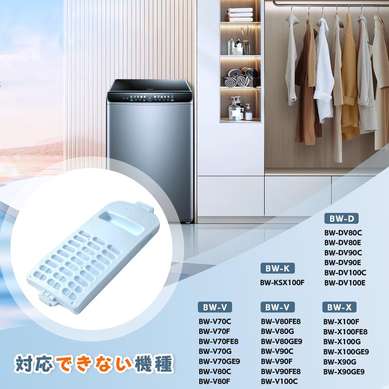 MSHNE Hitachi Machine Washable Lint Filter Compatible NET-KD9SV-001 NET-K10SV-001 Laundry
