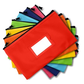 Money Bank Deposit Bag with zipper | 11x6 inch | 7 Days 7 Pieces 7 Colors | Durable Leatherette Money Cash Coin Check Wallet Pouch for Men & Women with Framed ID Window and 7 Blank Card | by GIDABRAND